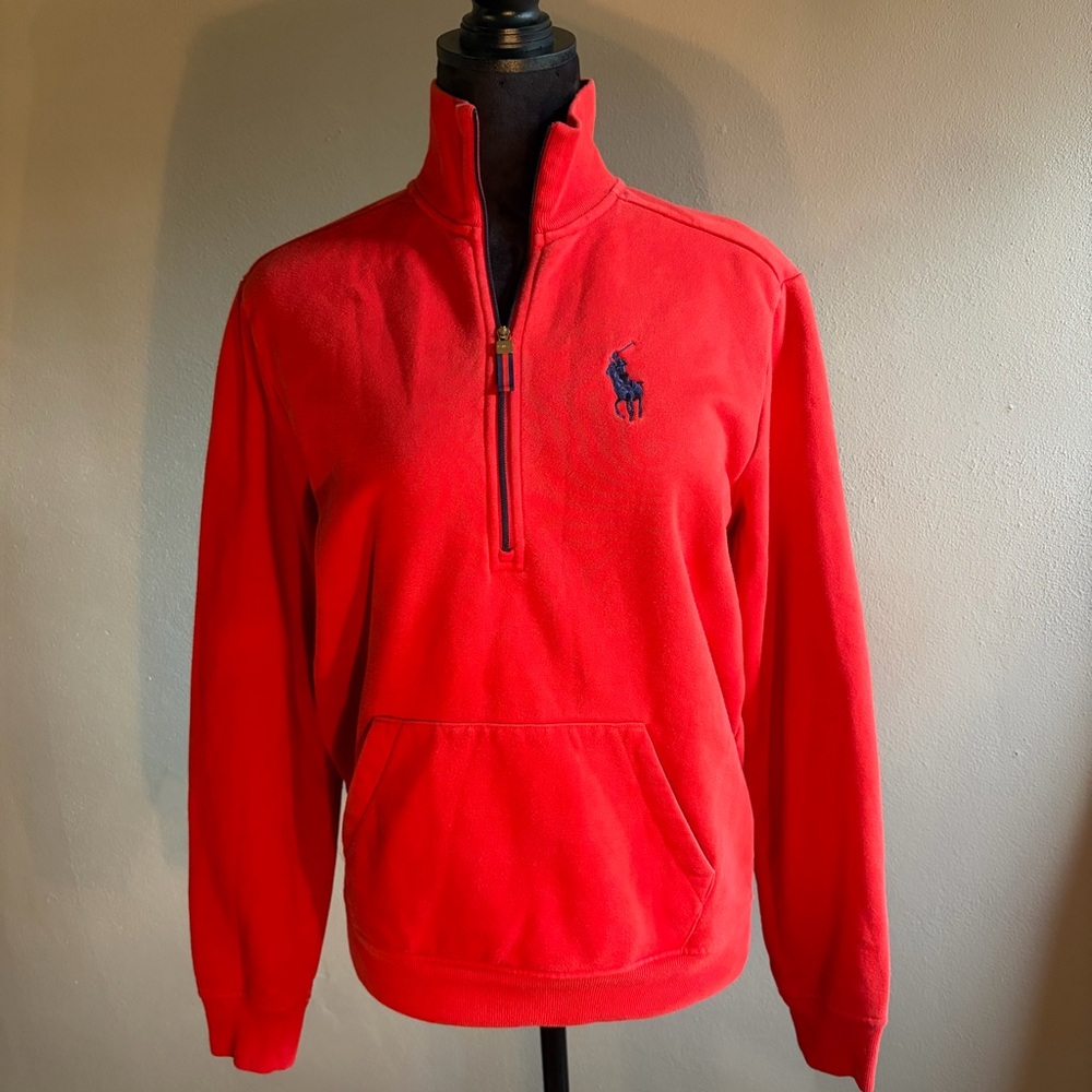Ralph Lauren Red Quarter-Zip Fleece Sweatshirt